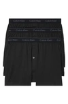 Calvin Klein 3-pack Knit Cotton Boxers In Black
