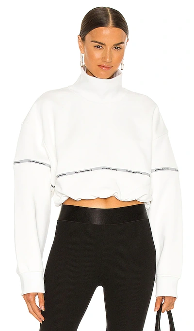 Alexander Wang T Cropped Bubble Hem Pullover In Bright White