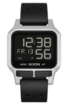 Nixon Heat Digital Rubber Strap Watch In Silver