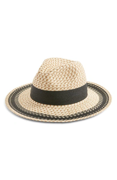Nordstrom Contrast Detail Textured Weave Panama Hat In Natural Combo