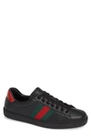 Gucci New Ace Clean Web Stripe Sneaker In White/blue