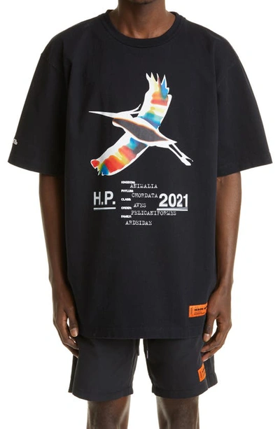 Heron Preston Heron Rainbow Print Over Jersey T-shirt In Black