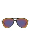 Prada Linea Rossa 59mm Mirrored Pilot Sunglasses In Matte Black/ Grey Mirror
