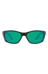 Costa Del Mar 64mm Oversize Polarized Rectangular Sunglasses In Black Green