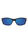 Costa Del Mar 64mm Oversize Polarized Rectangular Sunglasses In Black