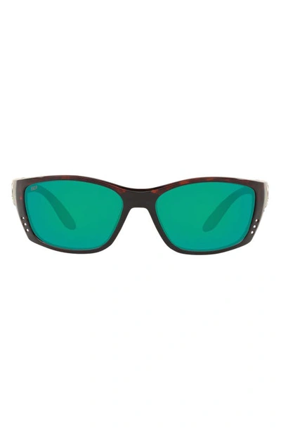 Costa Del Mar 64mm Oversize Polarized Rectangular Sunglasses In Dk Tort