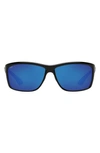 Costa Del Mar 63mm Rectangle Sunglasses In Solid Black