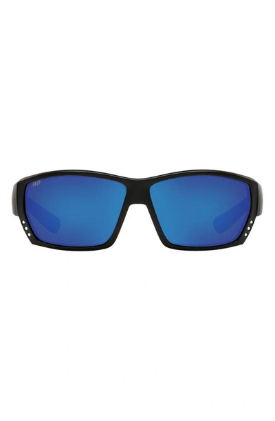 Costa Del Mar 62mm Polarized Oversize Rectangular Sunglasses In Black