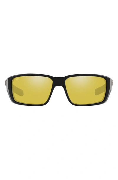 Costa Del Mar 60mm Polarized Rectangular Sunglasses In Black Gold