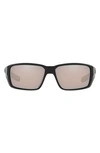 Costa Del Mar 60mm Polarized Rectangular Sunglasses In Black Silver