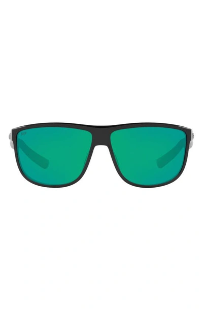Costa Del Mar 61mm Polarized Square Sunglasses In Black Green