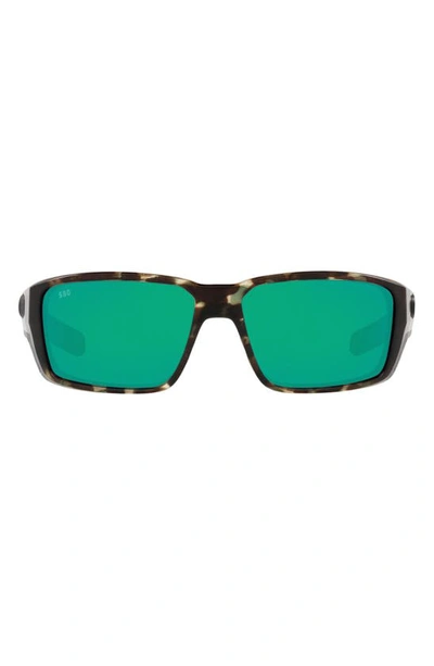 Costa Del Mar 60mm Polarized Rectangular Sunglasses In Brown Green