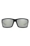 Costa Del Mar 64mm Mirrored Polarized Rectangular Sunglasses In Pol Black