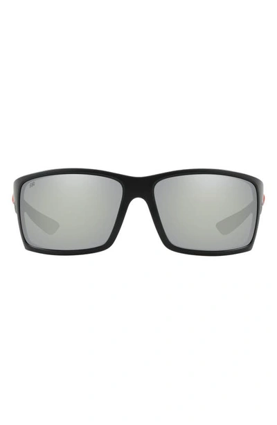 Costa Del Mar 64mm Mirrored Polarized Rectangular Sunglasses In Pol Black
