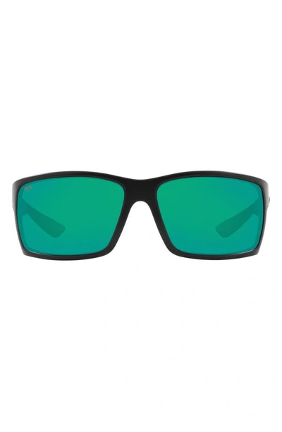 Costa Del Mar 64mm Mirrored Polarized Rectangular Sunglasses In Dark Grey Black