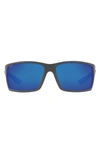 Costa Del Mar 64mm Mirrored Polarized Rectangular Sunglasses In Lite Grey