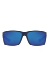 Costa Del Mar 64mm Mirrored Polarized Rectangular Sunglasses In Blue