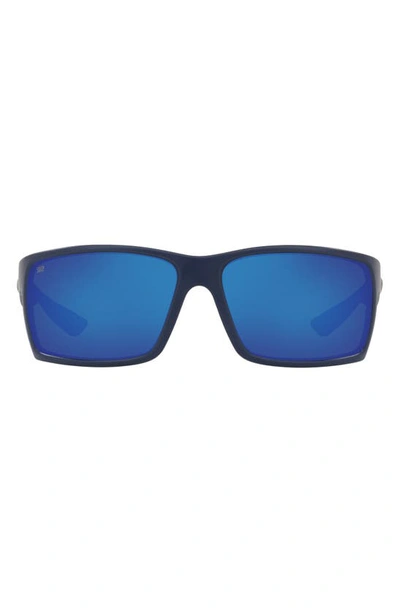 Costa Del Mar 64mm Mirrored Polarized Rectangular Sunglasses In Blue