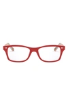 Ray Ban Kids' 48mm Rectangular Optical Glasses In Red