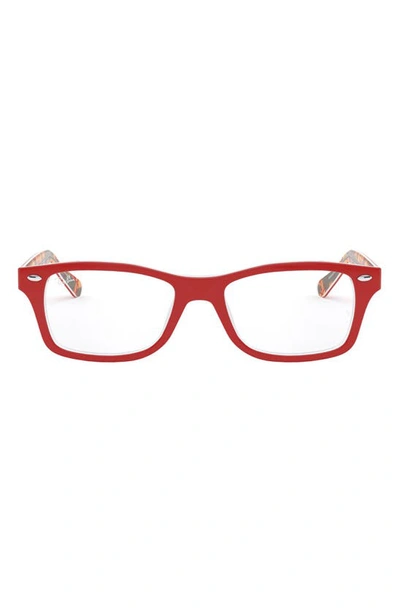Ray Ban Kids' 48mm Rectangular Optical Glasses In Red
