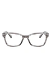 Ray Ban Kids' 46mm Rectangular Optical Glasses In Striped Grey