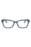 Ray Ban Kids' 46mm Rectangular Optical Glasses In Striped Blue