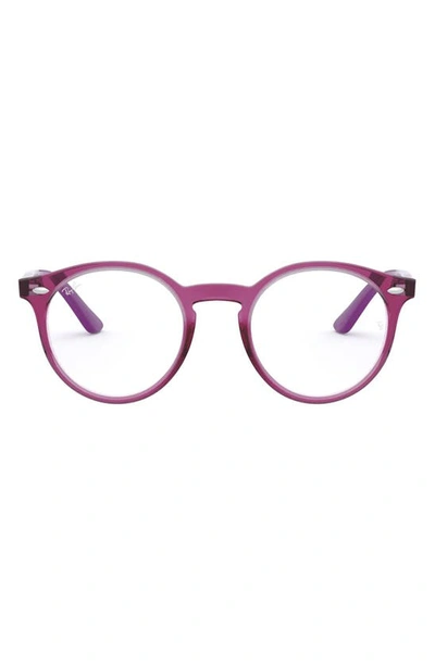 Ray Ban Kids' 44mm Round Optical Glasses In Trans Pink