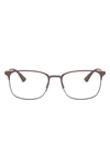 Ray Ban 54mm Rectangular Optical Glasses In Matte Brown