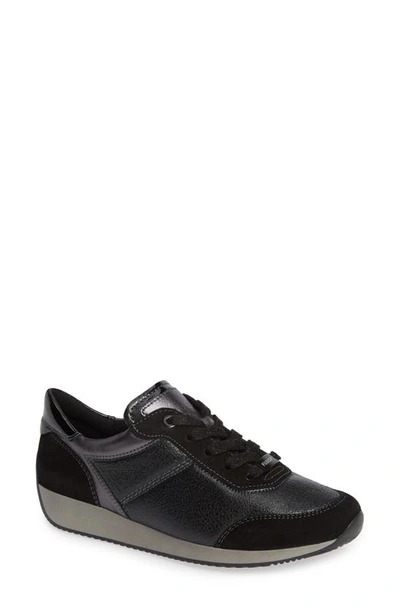 Ara Lana Sneaker In Black/ Iron Leather