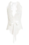 Oh La La Cheri Naomi Plunge Neck Lace Bodysuit In White