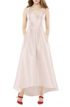 Alfred Sung High-low Satin Gown In Blush