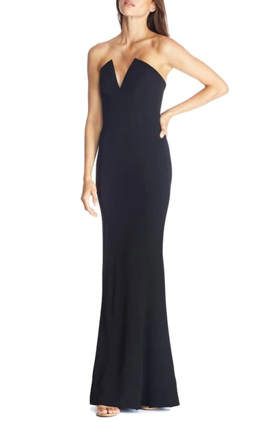 Dress The Population Fernanda Strapless Evening Gown In Black