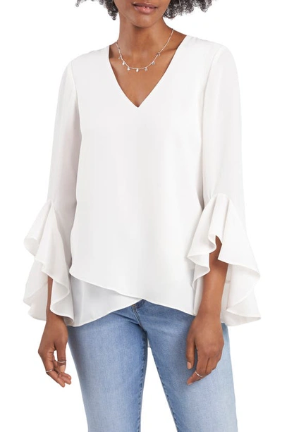 Vince Camuto Flutter Split Sleeve Georgette Top In White