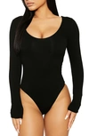 Naked Wardrobe V-ery Into You Snatched Bodysuit In Black