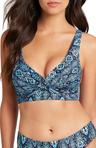 Sea Level Cross Front Multifit Bikini Top In Night Sky