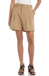 Karen Kane High Waist Pleat Front Shorts In Kha