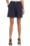 Karen Kane High Waist Pleat Front Shorts In Nav