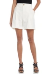 Karen Kane High Waist Pleat Front Shorts In Cream