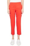 Theory Treeca Good Linen Cropped Pull-on Ankle Pants In Red