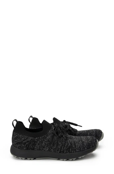 Traq By Alegria Alegria Froliq Water Resistant Knit Trainer In Zesty Black Fabric