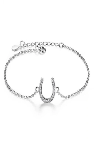 Melanie Marie Horseshoe Pendant Bracelet In Sterling Silver