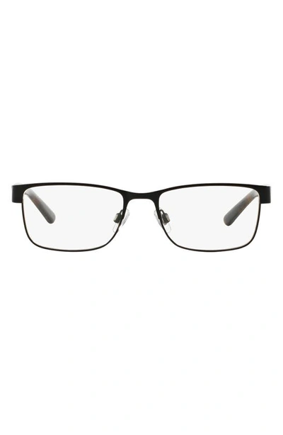 Polo Ralph Lauren 57mm Rectangular Optical Glasses In Matte Black