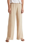 Bella Dahl Smock Waist Wide Leg Pants In Soft Khaki