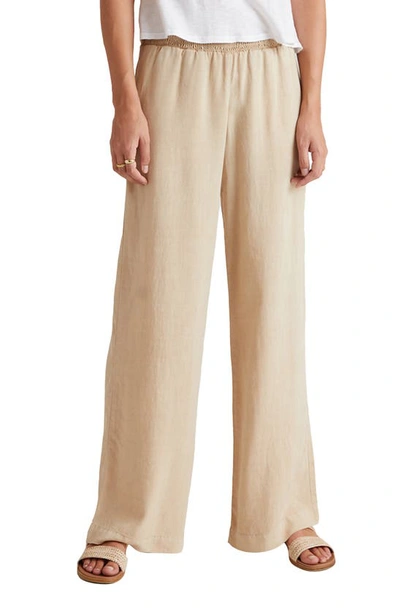 Bella Dahl Smock Waist Wide Leg Pants In Soft Khaki