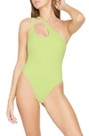 L*space Phoebe Classic One-shoulder Rib One-piece Swimsuit In Mojito