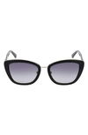 Longchamp Roseau 53mm Gradient Rectangle Sunglasses In Black/ Black