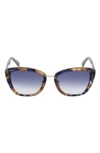 Longchamp Roseau 53mm Gradient Rectangle Sunglasses In Havana/ Blue
