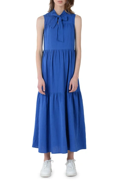 Molly Bracken Tie Neck Tank Dress In Electric Blue