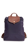 Longchamp Nylon And Leather Le Pliage Original Backpack In Bilberry