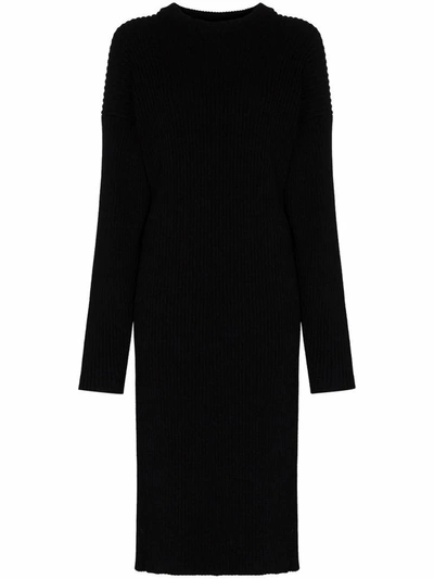 Bottega Veneta Open-back Ribbed-knit Jumper Dress In Black